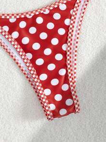 2pcs Women's Polka Dot Halter Backless Bohemian Style Bikini Swimwear Set, Spring/Summer - Multicolor - View 5