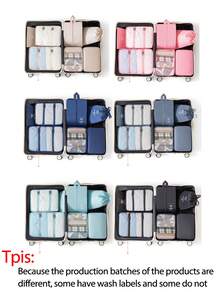 9pcs Bohemian Style Travel Packing Organizer Set, Includes Toiletry Bag, Cosmetic Bag, Underwear, Shoes And Clothing Pouches. Ideal For Travel, Hospital, Dorm, School, Vacation, Back To School Essentials - Multicolor - View 4