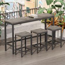 Oakfu 4-Piece Dining Table Set With 3 Chairs, Kitchen Table & Chairs Set For 3, Dining RoomTable With Solid Metal Frame & MDF Board, Perfect For Small Space, Easy Assembly, (Brown) - Brown - View 2