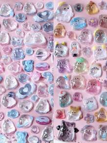 1pc 3D Cartoon Animal Waterproof Transparent Crystal Decorative Sticker, Can Decorate Stationery, DIY Phone Cases, Laptops,School Supplies,Back To School
