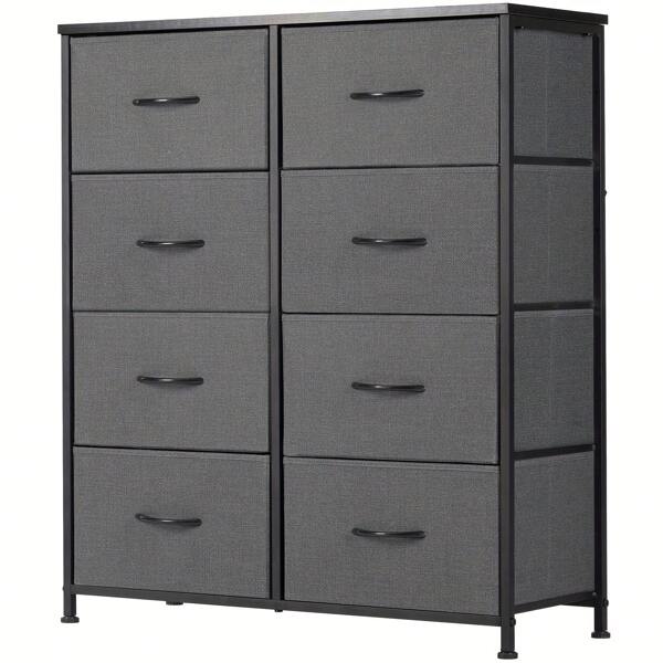 Dresser For Bedroom Drawer Organizer Storage 8 Drawers, Fabric Storage Tower, Chest Of Drawers With Steel Frame, Wood Top For Nursery, Living Room, Closet, Storage Drawer Units