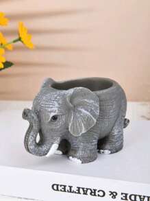 1pc Simple Outdoor Gardening Creative Succulent Planter, Elephant Shaped Resin Desktop Potted Plant Decor