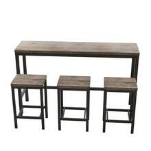 Oakfu 4-Piece Dining Table Set With 3 Chairs, Kitchen Table & Chairs Set For 3, Dining RoomTable With Solid Metal Frame & MDF Board, Perfect For Small Space, Easy Assembly, (Brown) - Brown - View 10