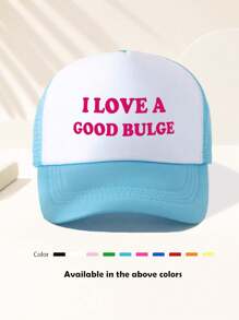 1 pièce Casquette de baseball unisexe à lettres "I LOVE", drôle pour le jour de match, réglable, chapeau de soleil pour l'extérieur, printemps et automne, voyage, vacances à la plage, sports, style Y2K, chapeau de papa, casquette de camionneur respirante en maille, meilleur cadeau de vacances