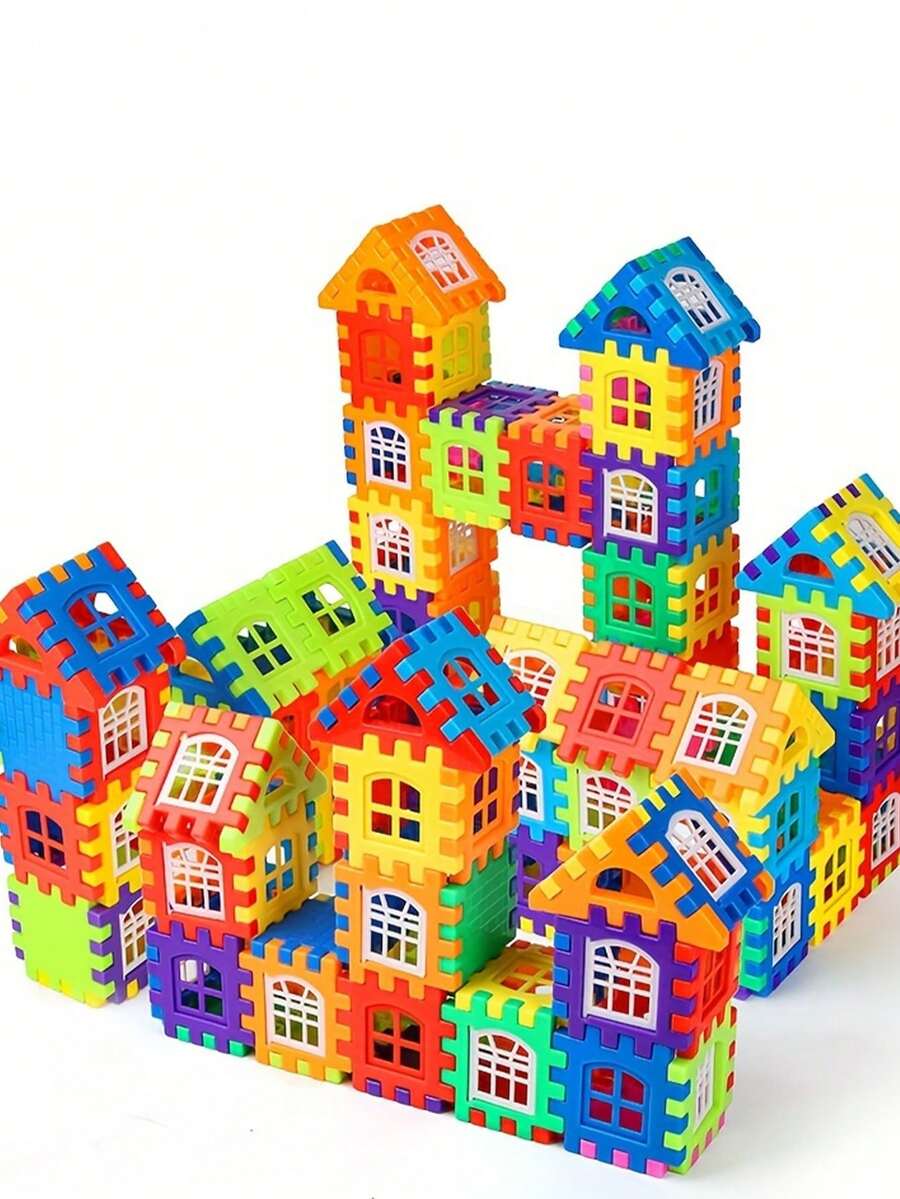 50/100 piezas Grandes bloques de construcción entrelazables creativos, juego de construcción educativo STEM, regalo de cumpleaños para niños de 3+ años - Multicolor - Ver 1