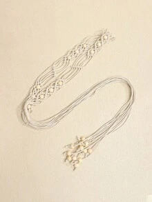 1 件女士手工编织金属金色腰带，带不对称金属扣，适合日常通勤或派对场合万圣节夏季、学校秋季、秋季、万圣节 - 金色 - 查看 5