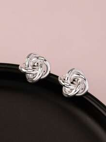 1 Pair Fashionable Minimalist Daily Versatile Line & Twist Floral Earrings