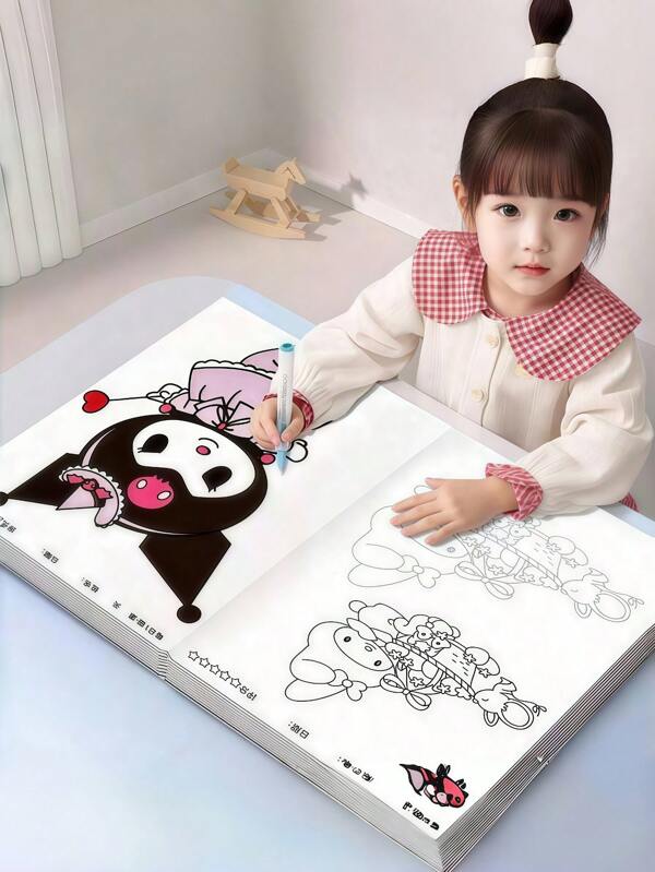 Sanrio 1 pezzo Taccuino da disegno per tracciare i personaggi Sanrio, blocco da disegno con contorni di cartoni animati per principianti, include vari modelli (I modelli possono essere spediti casualmente)