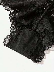 6 piezas de pantis de encaje negro sexy y de moda para mujer, ropa interior triangular romántica, elegante, suave, cómoda, transpirable y elástica, adecuada para uso diario y todas las estaciones