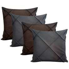 Kit Of 4 Draped Suede Cushion Covers 45x45 With Invisible Zipper - 2 Brown + 2 Gray - View 1