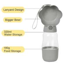 2 In 1 Dog Water Bottle With Food Container For Small Large Dogs Outdoor Portable Pet Drinking Bowl Puppy Cats Feeder Labrodor