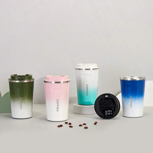 1 taza de café al vacío de acero inoxidable 304 de 380ml, taza deportiva de doble uso 2 en 1 para viajes y salidas, gym y botella deportiva para exteriores, útiles escolares, regalos festivos
