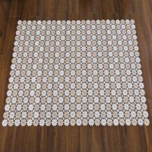 1 pièce Nappe rectangulaire en polyester blanc beige vintage bohème avec motif tournesol marguerite ajouré, décoration de la maison, cuisine, café, utilisation extérieure
