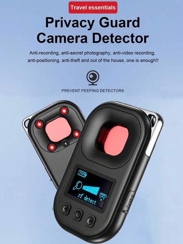 Détecteur de positionnement multifonctions, prend en charge la protection anti-vol d'hôtel intérieur, la détection de caméra cachée, la détection de signal GPS, la détection de signal WiFi, la détection de caméra, la détection anti-écoute, l'alarme de vibration, l'alarme sonore, la détection de champ magnétique, la détection de lumière infrarouge, la détection anti-vol, la lampe de poche, etc.
