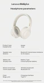 Lenovo Auriculares inalámbricos ultra suaves TH30 | Reproducción de 40 horas y diseño ultraligero | Compatibilidad multiplataforma | Audio espacial envolvente | Comodidad todo el día para trabajo y juegos - Beis - Ver 6