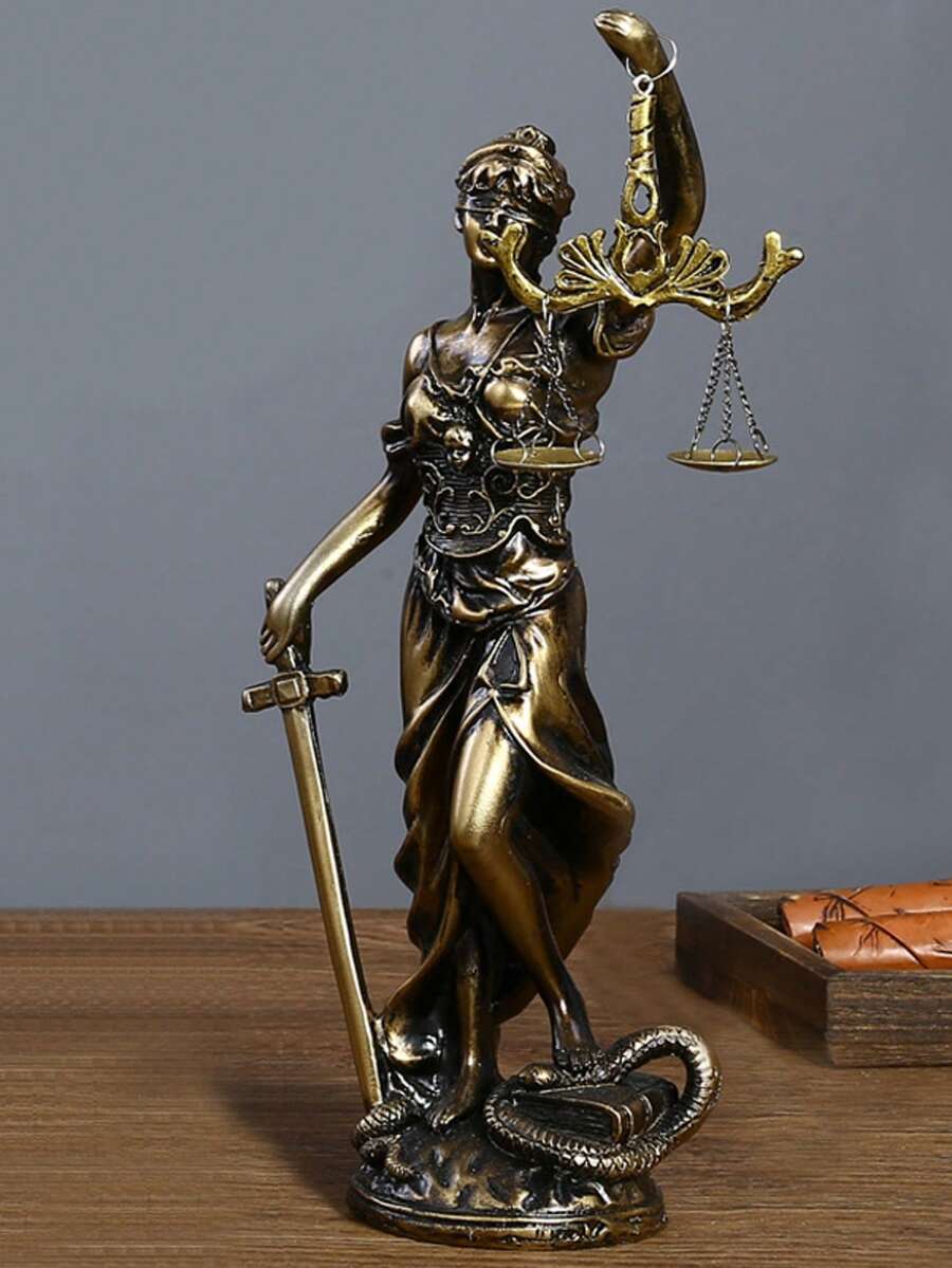 Escultura estatua de la diosa Themis, oficina de abogados, justicia, imparcialidad, justicia, estatua de la diosa, adorno de decoración del hogar, decoración de regalo de vacaciones - Bronce - Ver 1
