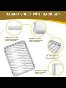 盘子套装万圣节不锈钢烤盘烤架冷却架套装、蒸锅和烤箱架、厨房和户外便携式烧烤盘、不粘表面、适合烤牛排、线性或网状滴水架，可用于烤箱和洗碗机。烹饪、返校、夏季、万圣节、圣诞节必备 - 彩色 - 查看 9