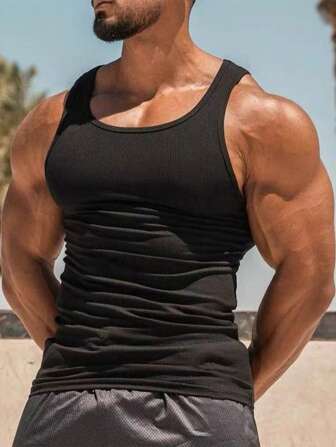 Men's Sleeveless Muscle Shirt Workout Tank Top, Summer Fitness Vest