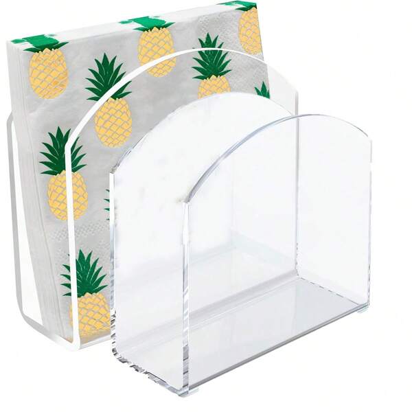 1 pieza Soporte acrílico transparente en forma de U para servilletas, elegante dispensador de servilletas adecuado para mesas, cocinas, bares, eventos, restaurantes, estante independiente para servilletas