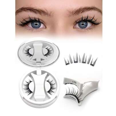 1 对自然磁性睫毛，1 对可重复使用磁性睫毛（带涂抹器），磁性睫毛套装无需胶水，易于佩戴和取下假睫毛、睫毛、睫毛、假睫毛