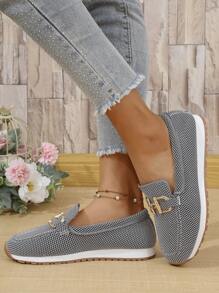 Nuevas Cómodas, Transpirables y Antideslizantes Mocasines Planos Casuales con Cadena de Metal en la Suela, Apropiados para Todas las Estaciones, para Mujeres