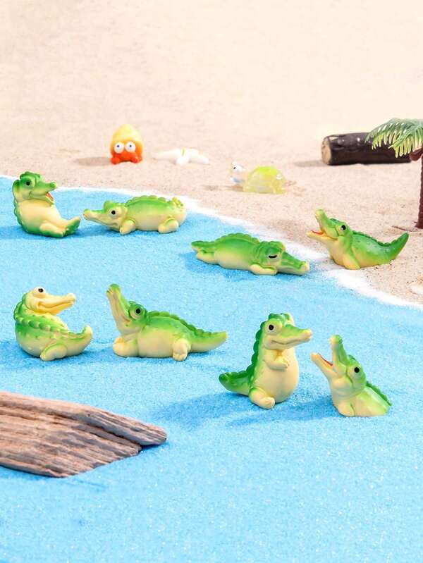 1pc Miniature Resin Crocodile Micro Landscape Decor, Creative Tiny DIY Accessory, Outdoor Yard/Desktop Mini Ornament
