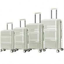 3 PiecesSet Luggage Suitcase - Lockable Trolley Bag With Large Capacity, Business Carry-On - Milky White - View 1