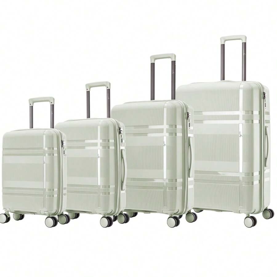 3 PiecesSet Luggage Suitcase - Lockable Trolley Bag With Large Capacity, Business Carry-On - Milky White - View 1