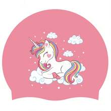 Silicone Cartoon Unicorn Swimming Cap, Suitable For Short/Wavy/Medium-Long Hair, Waterproof Anti-Slip Swimming Hat, Beach Essentials, Beach Accessories, Pool Float - Multicolor - View 10