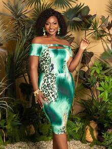 Faeriesty TribalChic 大码露肩短袖碎花连衣裙 - 夏季衣橱必备单品，适合休闲出游、海滩度假、周末早午餐和城市漫步