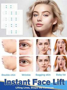 Facial Lifting Tape,Instant Lift & Tighten Facial Masks,Face Lift Tapes Invisible Face Lift Sticker Wrinkle Removal Stickers Tighten Chin Fade Fine Lines Shape V-Shaped,Seamless Clear Light Beige Firming Strips For Eye Wrinkle Reduction & Double Chin - Multicolor - View 4