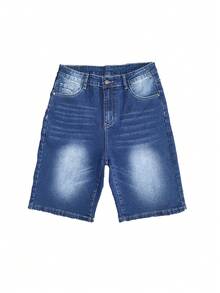 Men's Fashionable Stretchy Slim-Fit Denim Shorts - Medium Wash - View 5
