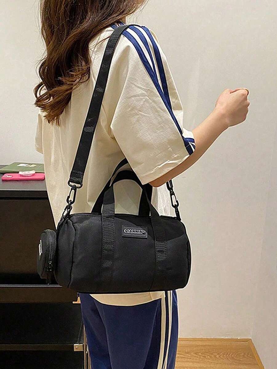 Versatile Nylon Boston Bag, Lightweight Outdoor Fitness Bag, Fashionable Nylon Handbag, Multifunctional Large Capacity Shoulder Bag, Crossbody Bag, Shoulder Crossbody Small Bag, Adjustable Shoulder Strap, Comfortable - Multicolor - View 1