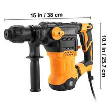 1-1/4 Inch SDS-Plus Rotary Hammer Drill, 13 Amp Corded Drills, Heavy Duty Chipping Hammers With Vibration Control & Safety Clutch, Electric Demolition Hammers Variable Speed, Power Tool For Conc - US A Type Plug(110-127V) - View 9