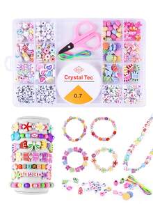 1800 件首饰制作套装儿童美术和手工女孩玩具手链制作套装首饰制作用品珠宝手工套装适合女孩的生日礼物。