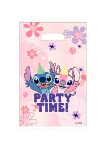 Disney 20 piezas Bolsas de regalo de plástico con diseño de Lilo y Stitch de Disney, en azul Stitch y rosa Angel, para decoración de fiesta de cumpleaños