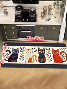 1/2pcs Multi Colored Cobalt Cat Element Pattern Printed Floor Mat, Perfect For Bedroom, Hallway, Living Room, Home Decoration, Indoor And Outdoor Door Mats, Home Decoration Carpets, Living Room And Bedroom - Multicolor - View 4