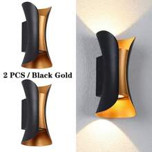 1/2 piezas Lámpara de pared exterior, luces LED superior e inferior, lámpara de pared creativa para sala de estar, dormitorio, pasillo, lámpara de pared de mesita, adecuada para jardín, pared, patio