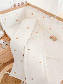 1 件婴儿床保险杠套装，一体式软垫防撞床栏护栏，带卡通刺绣图案，新生儿婴儿床缓冲器