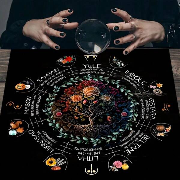 Party Games & Activities Enchanting 12 Constellation Tarot Tablecloth Mystical Vintage Floral Durable Polyester Witchcraft Astrology & Oracle Card Readings Ideal For Home Decor