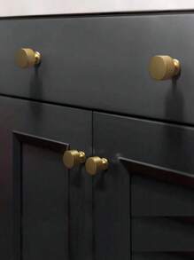 4 Solid Handles For European Furniture, Suitable For Drawers, Wardrobes, Cabinet Doors, Kitchen Cabinets, Dressing Tables, And American Furniture Home Decoration Solid Single Hole Handles. Brass Material, Free Screws Included