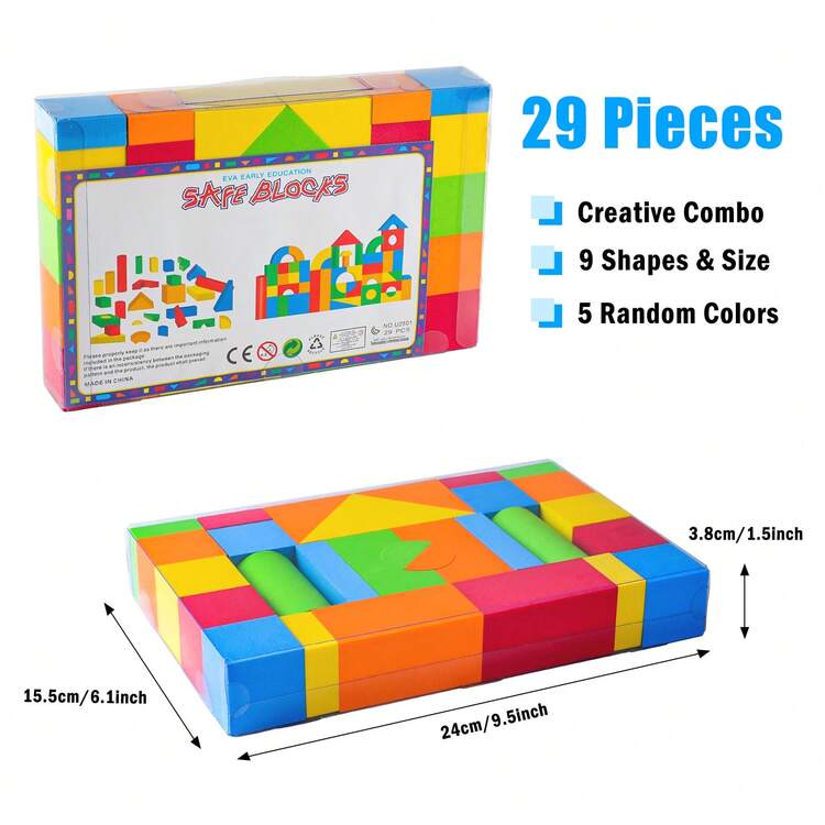 Tecforood Foam Blocks For Toddlers, Educational Toys, EVA Soft Stacking Building Blocks Toy Set, Large Soft Block For Toddler, Early Learning Construction Toys & Birthday Gifts For 3 4 5 6 Years Old Preschool Kids Boys Girls - Multicolor - View 14