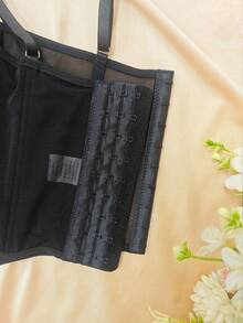 1pc Fashionable Cleavage Enhancing Lace Corset Top, Sexy Fitted Tube Top - Black - View 12