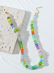 1pc Handmade Ceramic Ocean Sea Shell & Starfish Charm Necklace For Women, Random In Color And Shape