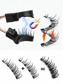 MAGEFY 1 Set 4pcs CC Curl Magnetic Eyelash Kit - Natural Looking Reusable False Eyelashes With Strong Magnet, 8-12mm Faux Mink Lashes For Everyday Wear, Waterproof,Comic Eyelash Glue Free, Comic Pointed Tail Style Mixed Style, Elongated Eye Tail Enlarges Both Eyes,Fluffy Slim For Everyday Use Manga Eyelashes, Travel Essentials ﻿ - 自然纖長款 - 查看 7