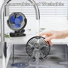 SWEETFULL 4000mAh tragbarer Tischventilator, 360° drehbarer Clip-Ventilator mit LED-Anzeige, wiederaufladbarer leiser Mini-Ventilator, multifunktionaler Zweifach-Ventilator, für Schlafzimmer, Büro, Fitnessstudio, Outdoor, Reise, Sommer