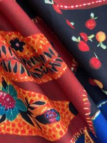 时尚创意复古花卉香蕉和草莓印花阔腿休闲裤，适合度假、休闲、商务、派对和旅行