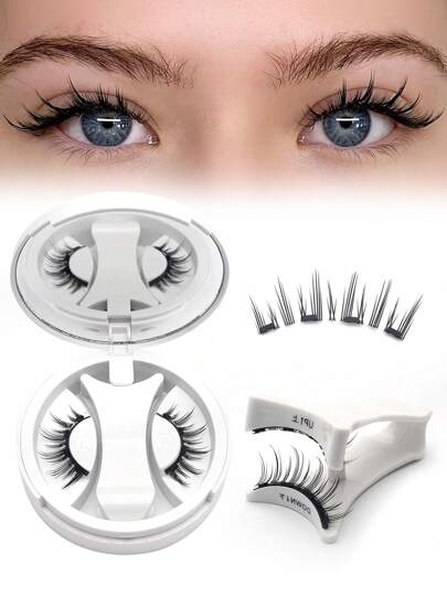 1 paire de faux cils magnétiques au look naturel, 1 paire de faux cils magnétiques réutilisables avec applicateur, kit de faux cils magnétiques sans colle nécessaire, facile à porter et à retirer, bandes de cils, faux cils