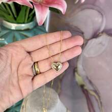 Women's Venetian Chain Necklace, Shiny Heart Pendant With Zirconia, 18K Gold Plated - 金色 - 查看 4