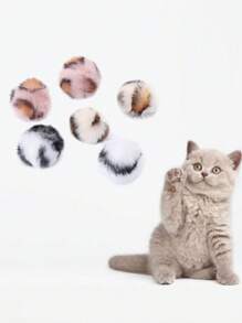 5pcs/10pcs Plush Cat Toys Balls - Interactive Pets Toys Plush Balls With Morp Stripes, Suitable For Cats And Dogs - Soft, No Battery Required